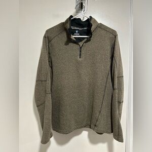 Kuhl 1/4 Zip Sz:L Brown Pullover Hiking Adventure Fleece. Contrasting Stitching